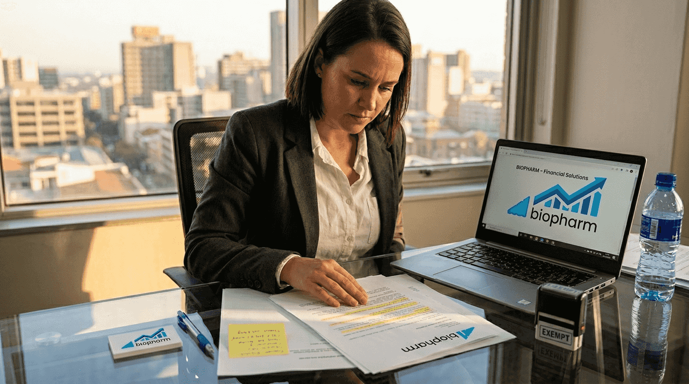 Business owner reviewing tax exemption documents