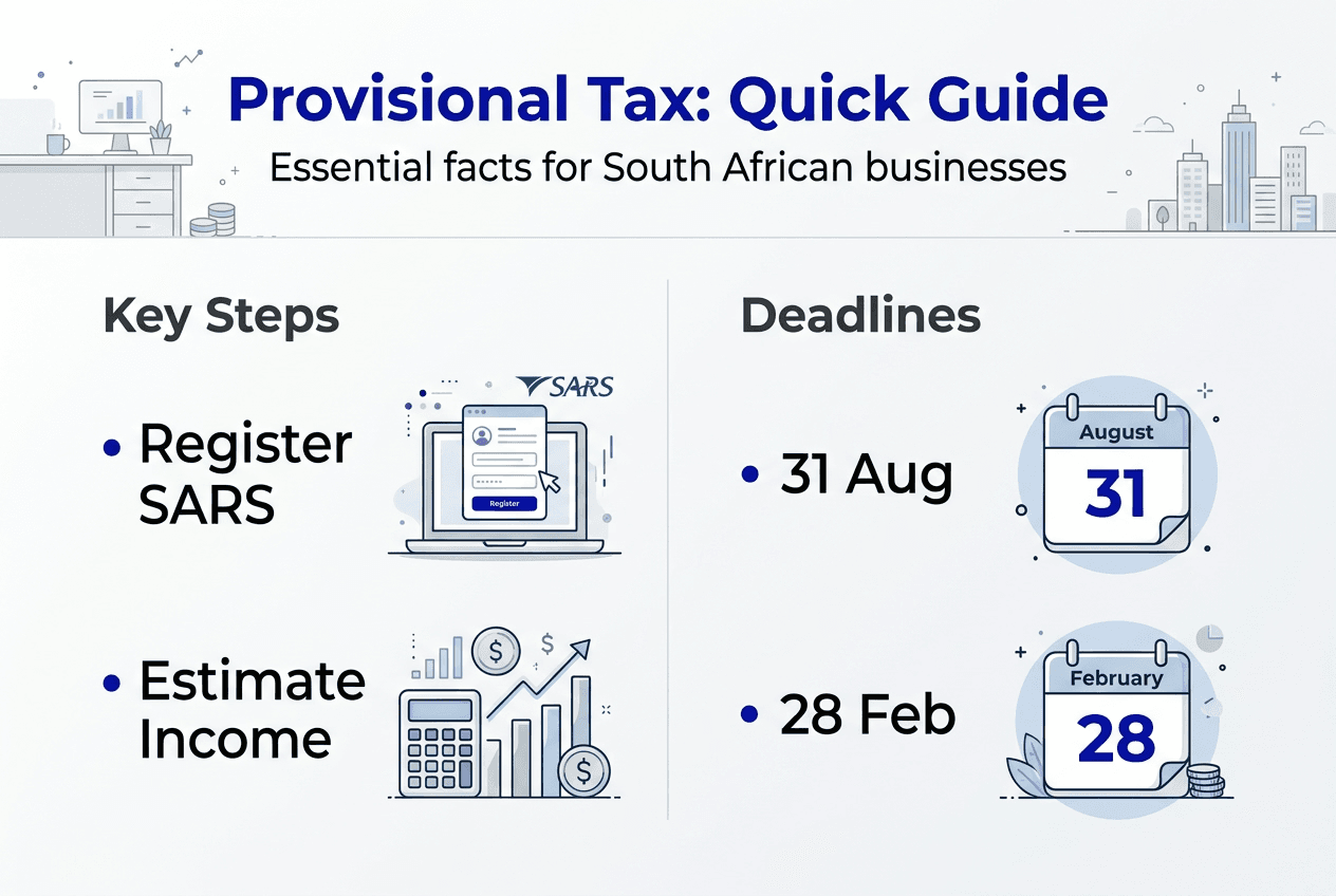 Infographic of provisional tax deadlines and steps