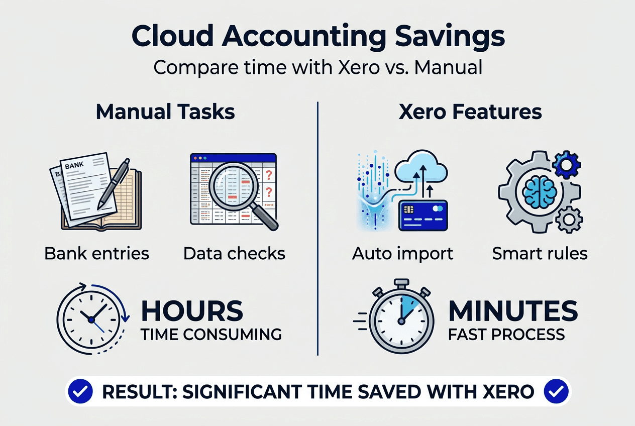 Infographic comparing Xero to manual accounting tasks
