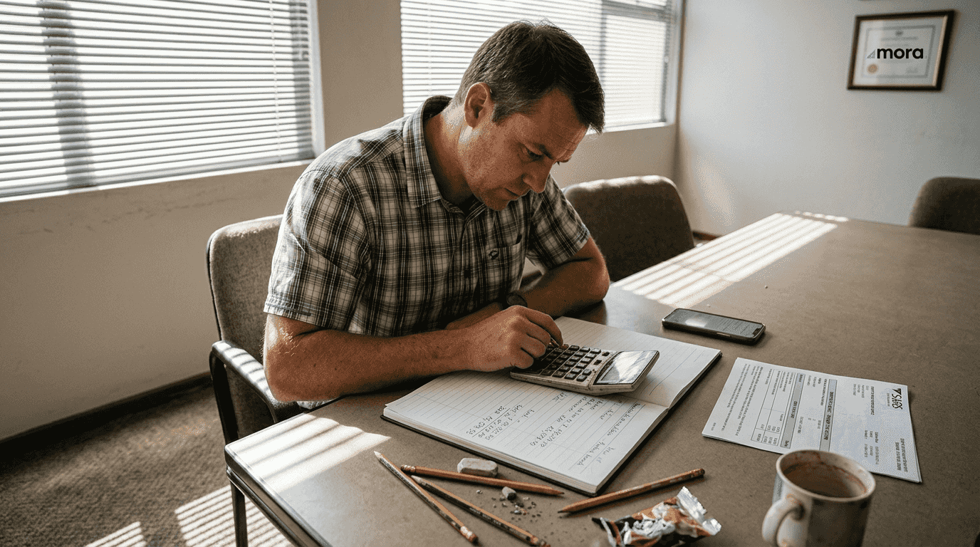 Accountant calculates deferred tax ledger entries