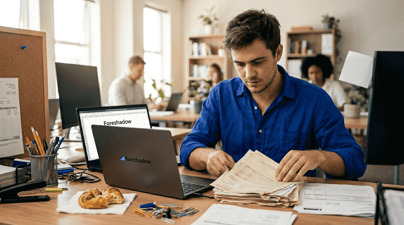 Bookkeeper checking historical financial statements