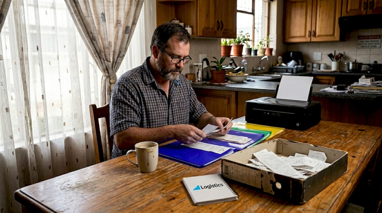 Bookkeeper sorting receipts for tax records at home