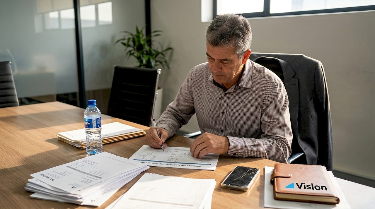 Accountant reviewing SMB cash flow statement