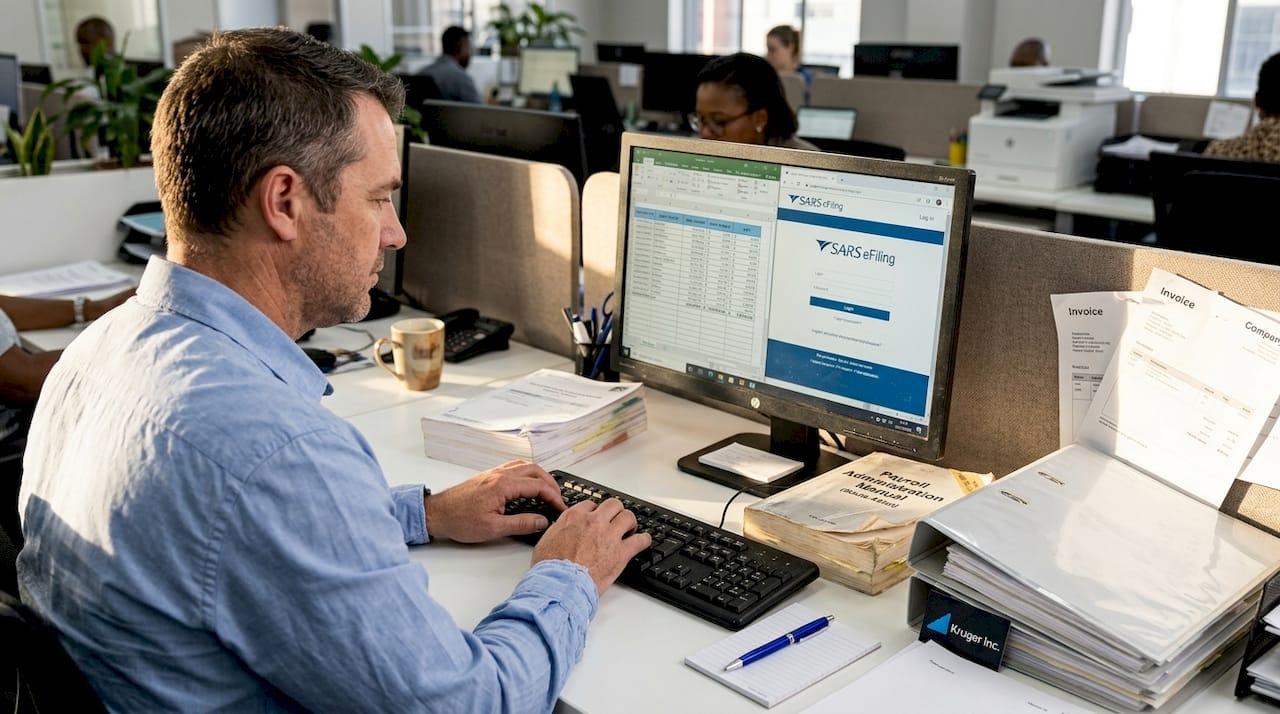 Payroll administrator updating South African payroll taxes