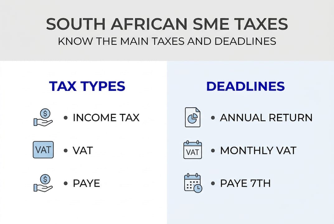 Infographic of South African SME tax types and deadlines