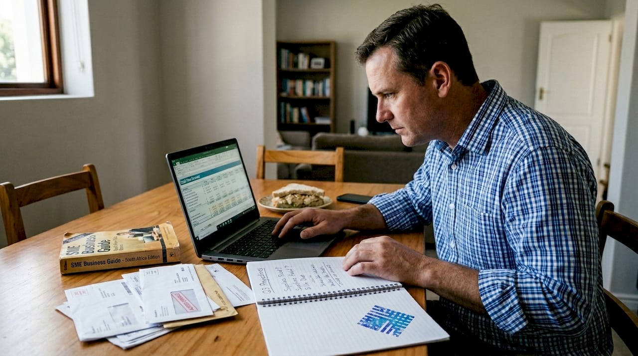 Manager reviewing cash flow at home desk