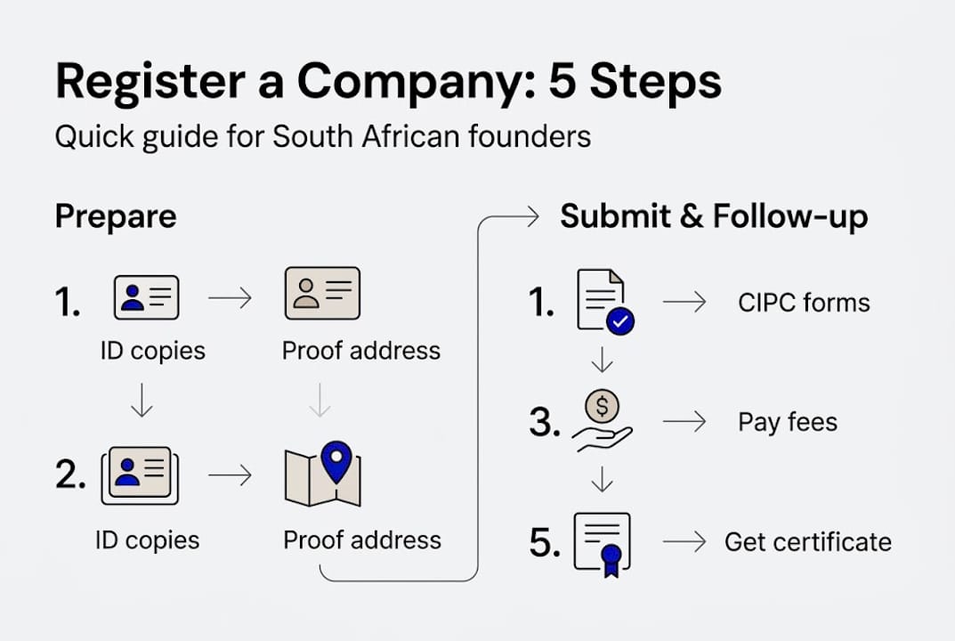 Infographic of steps to register South African company