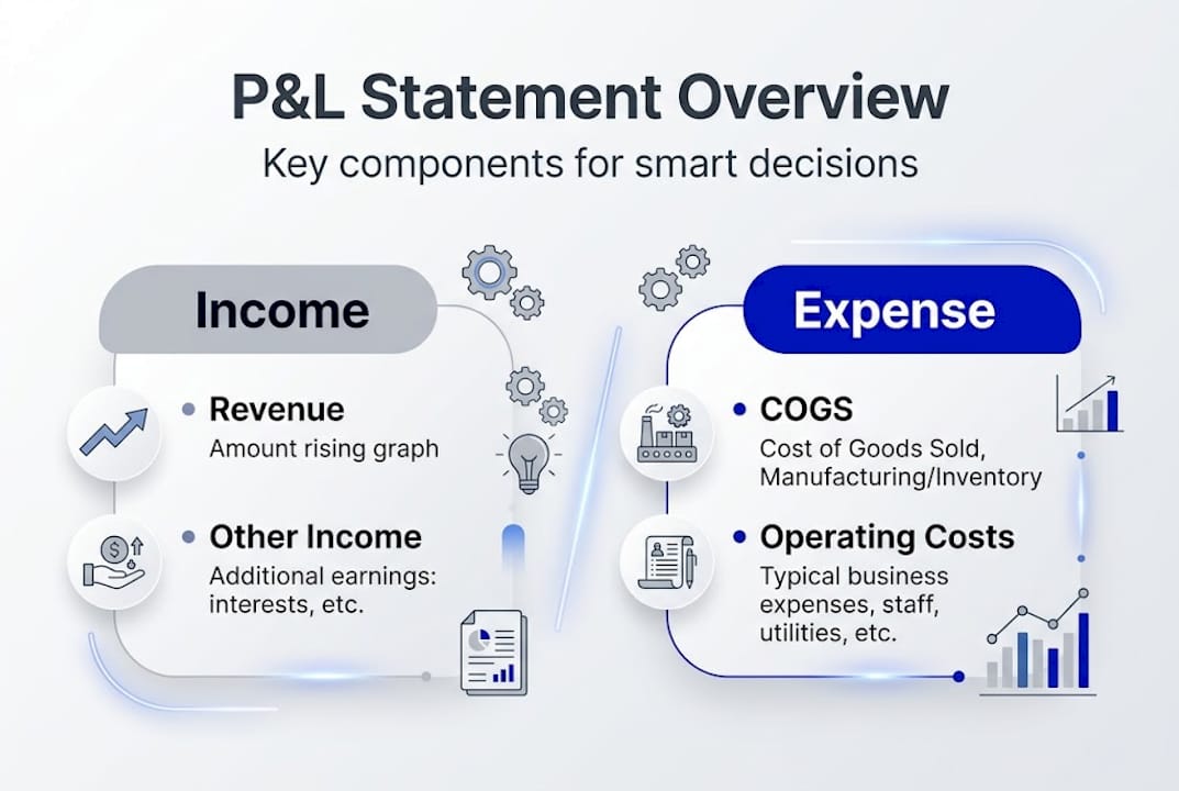 Infographic showing profit and loss statement components