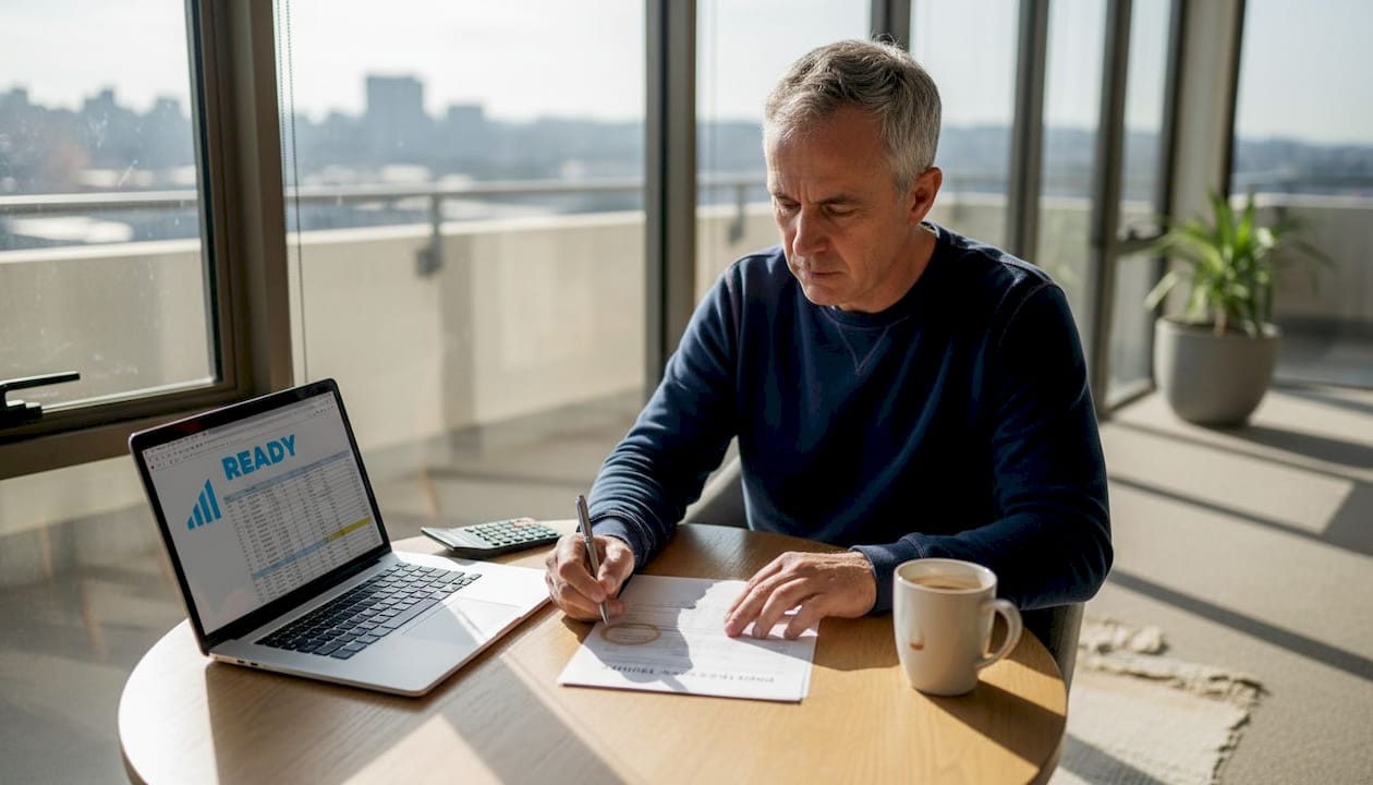 Business owner reviewing profit and loss statement