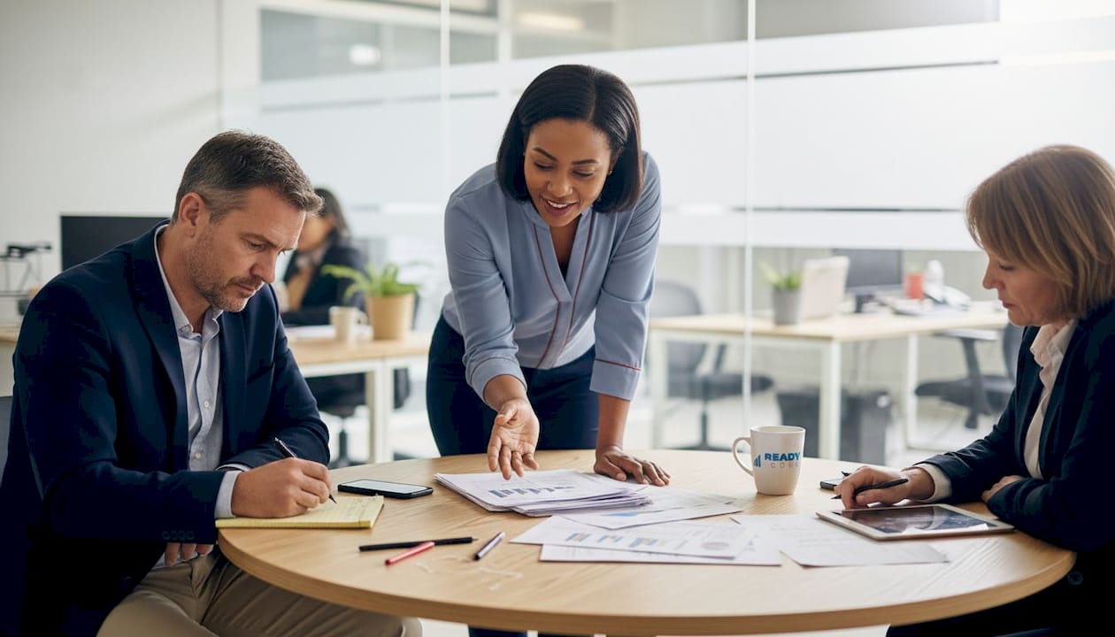 Business owner meeting with outsourced CFO team