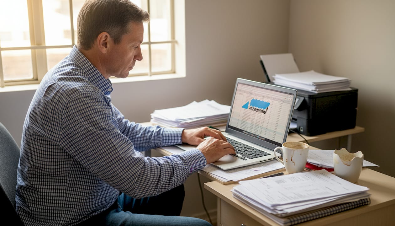 CFO reviewing financial spreadsheet at home