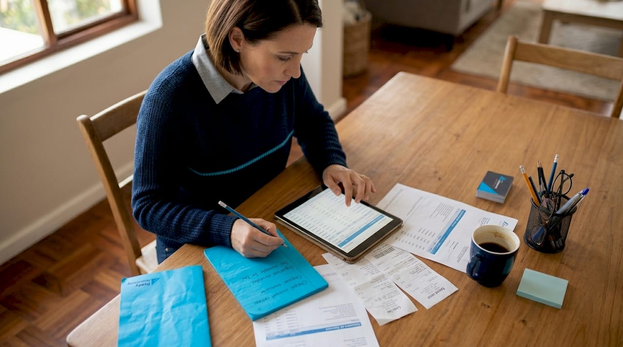 Woman gathering business financial records at home