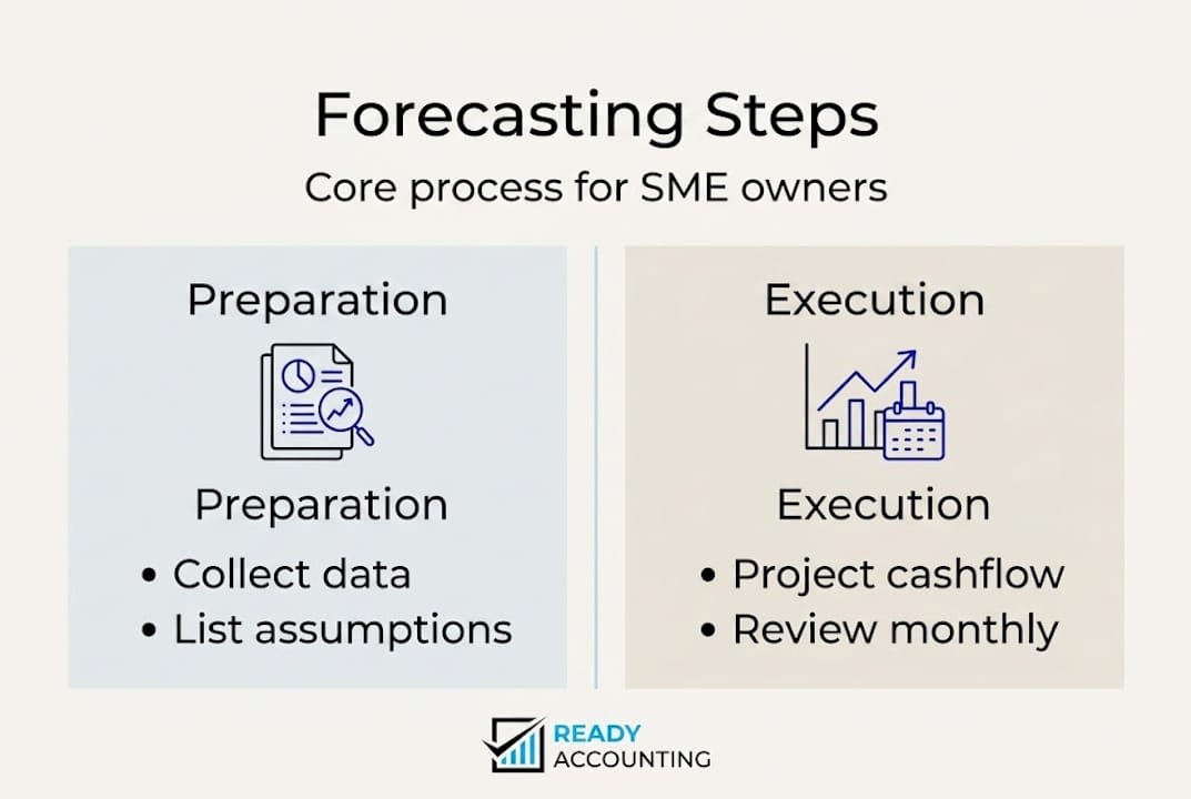 Infographic showing steps in SME financial forecasting