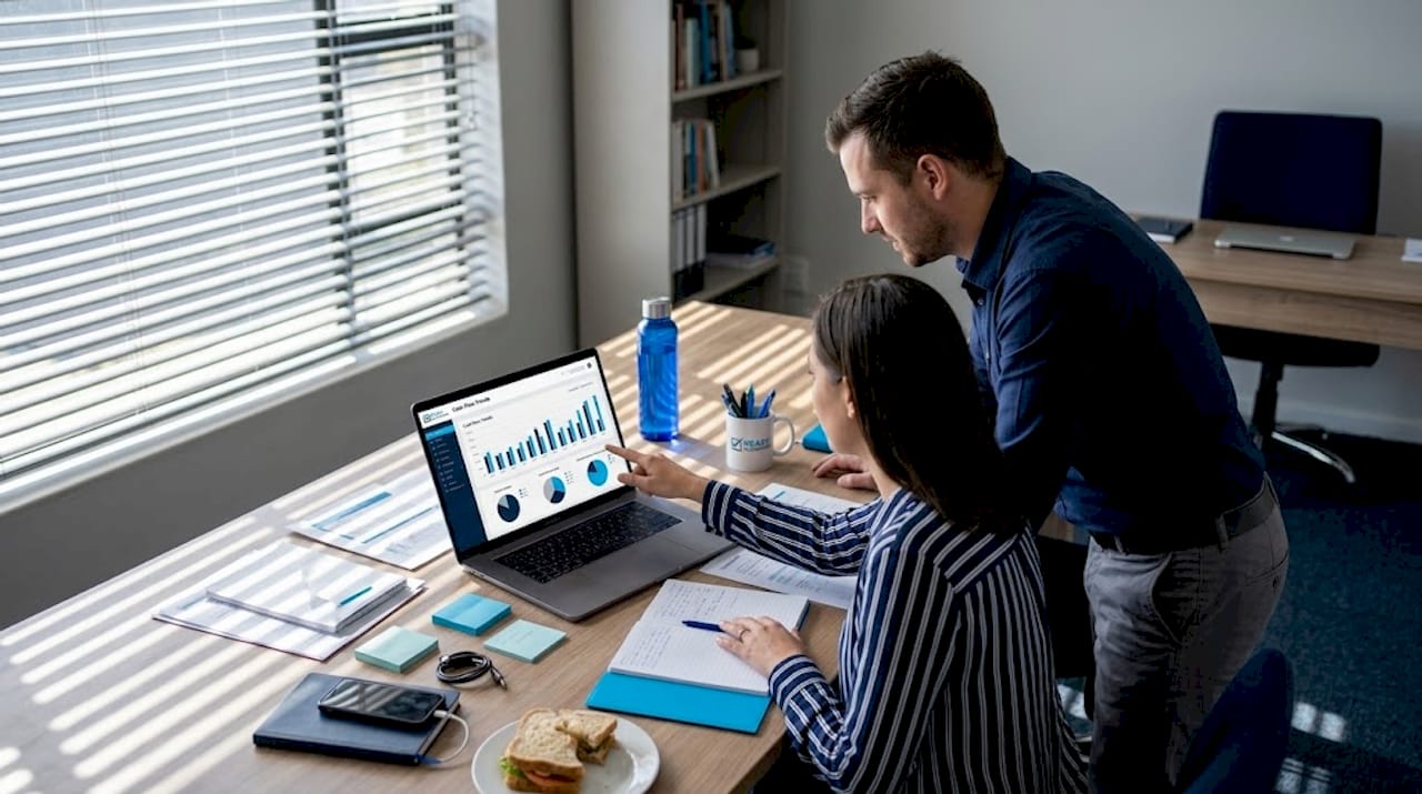 Team reviewing cloud accounting dashboard