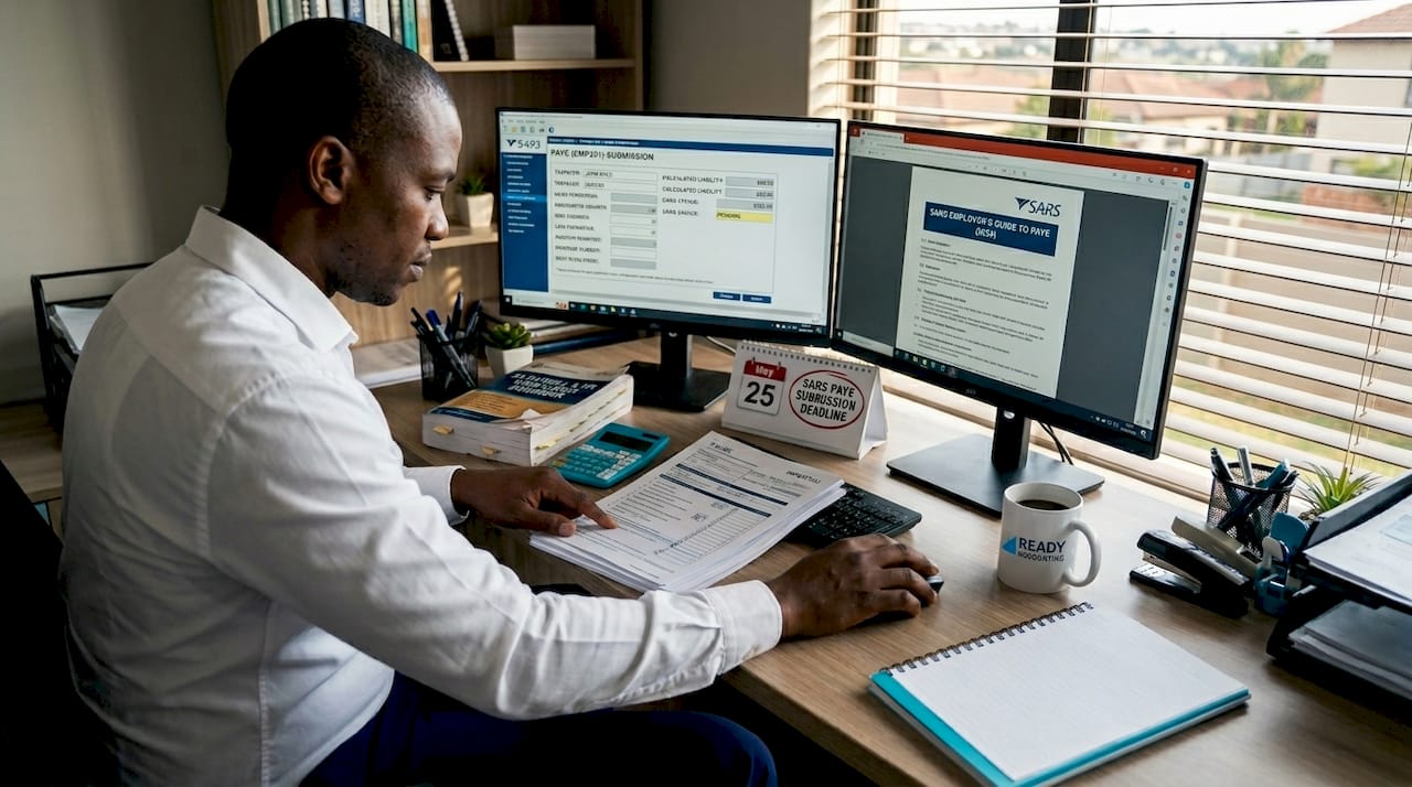 Payroll administrator checks compliance paperwork