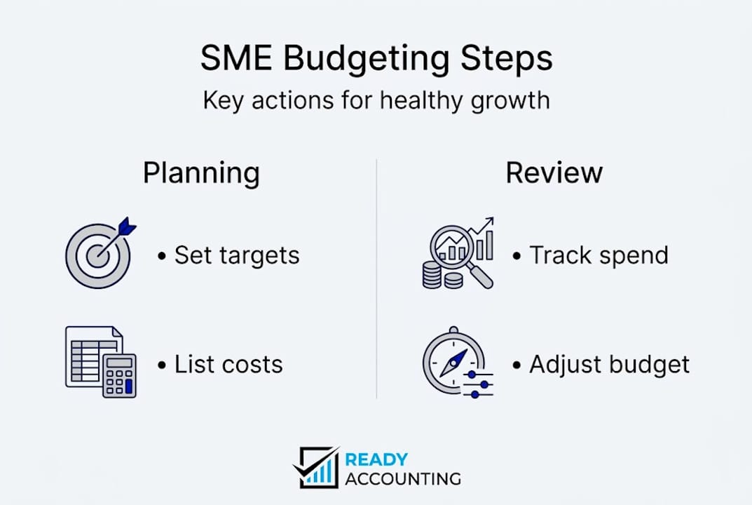 Infographic displays SMEs budgeting process and steps