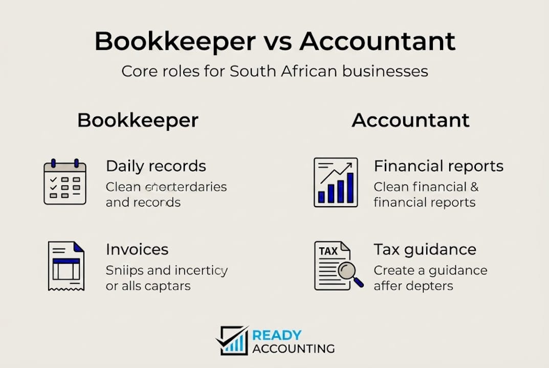Infographic comparing bookkeeper and accountant roles