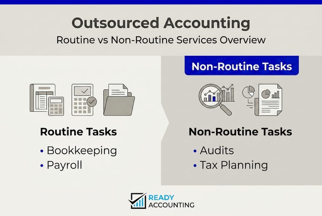 Infographic comparing routine and non-routine accounting