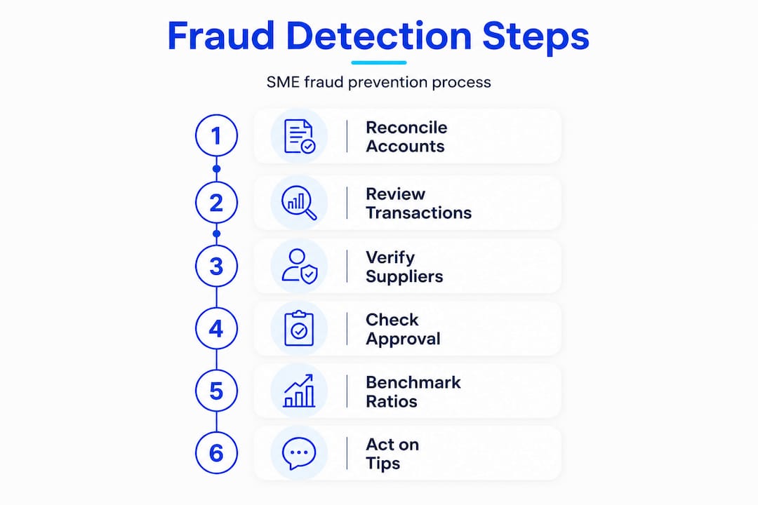Infographic showing SME fraud detection process steps