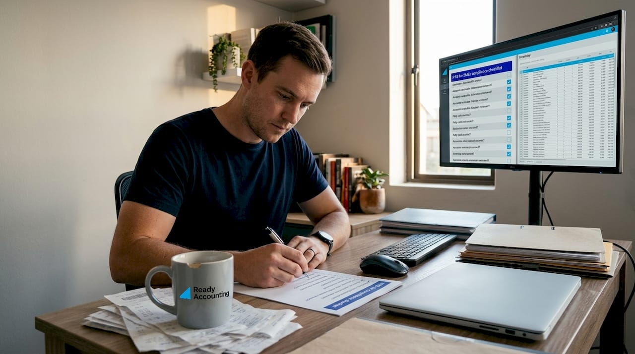 Business owner completing SME compliance checklist