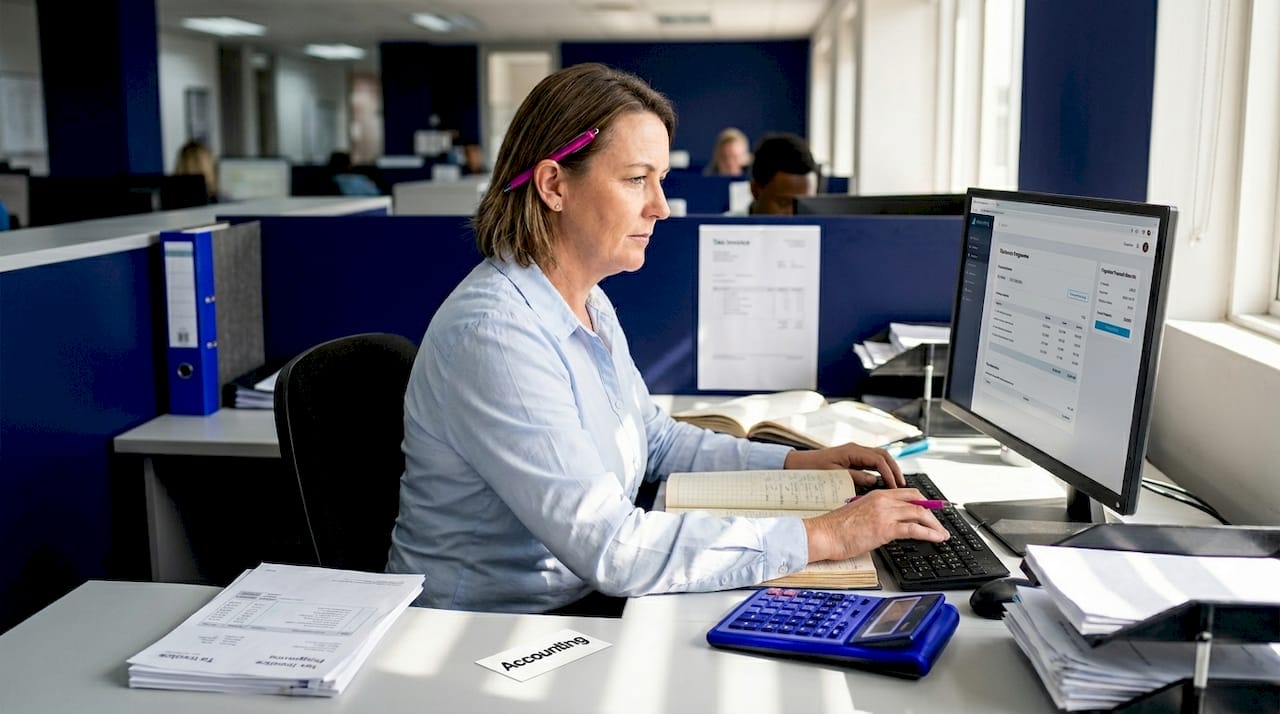 Accountant reviewing SME financial statements