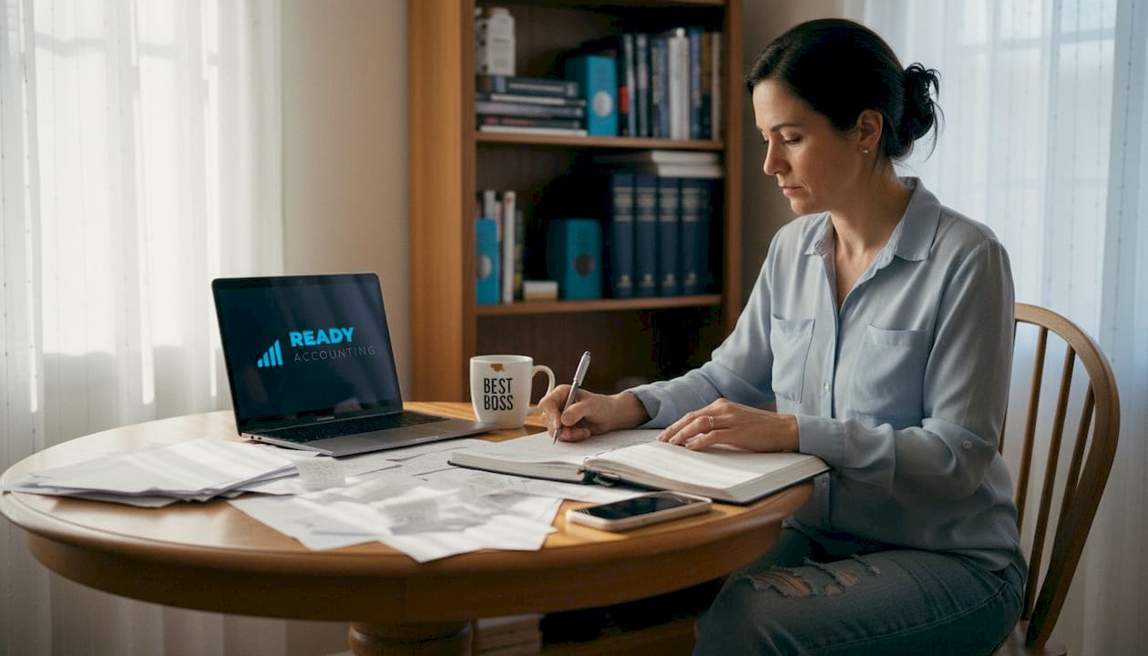 Woman managing sole proprietor finances