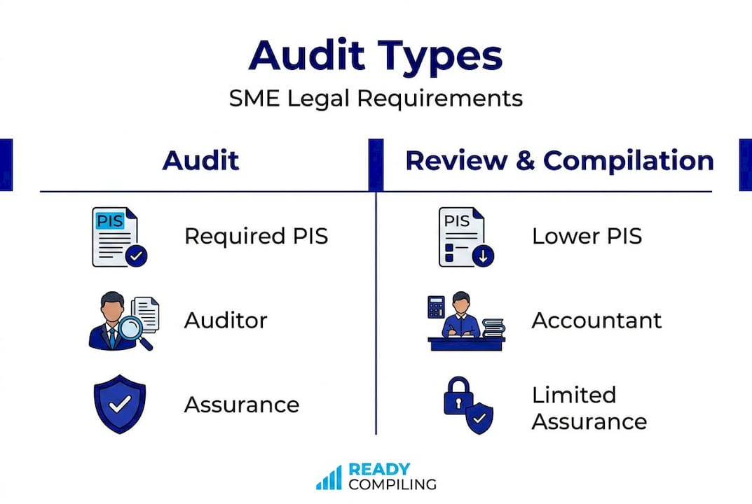 Infographic comparing SME audit types requirements