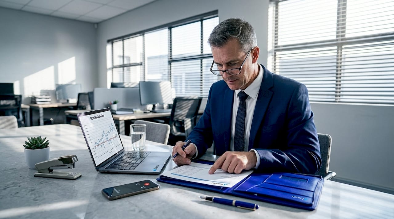 CFO working in shared SME office