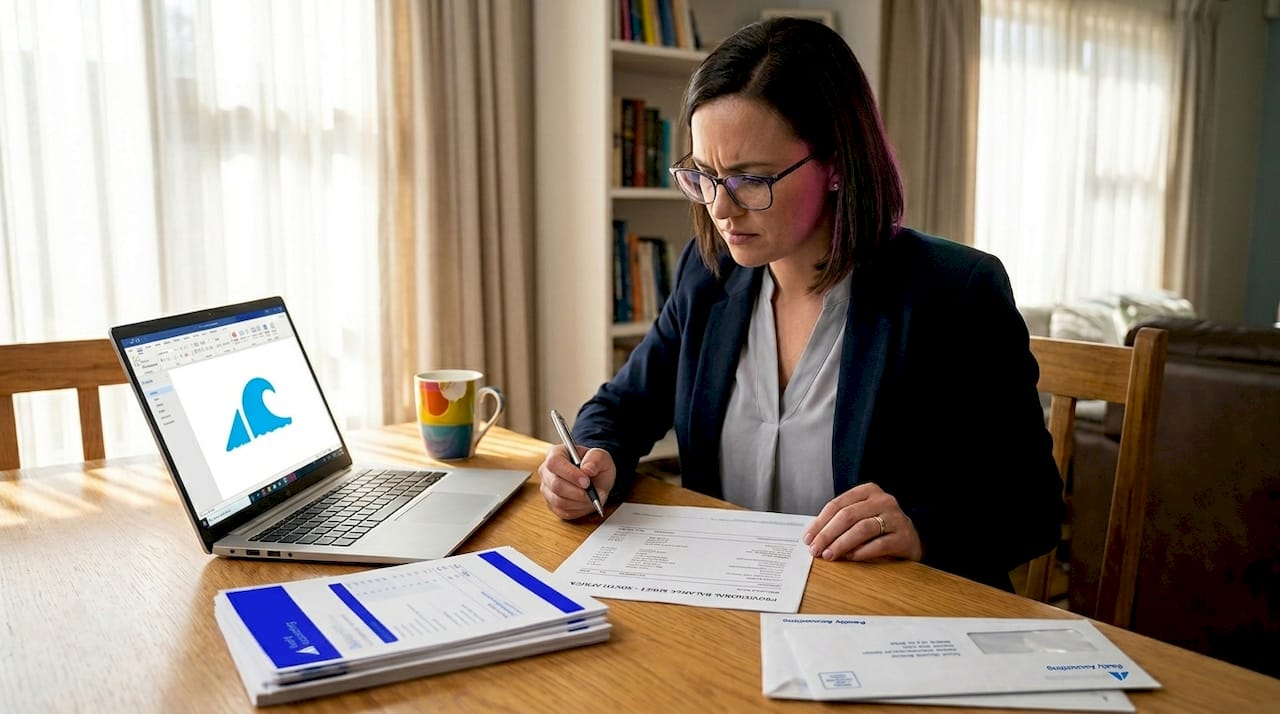 South African SME owner reviewing balance sheet at home
