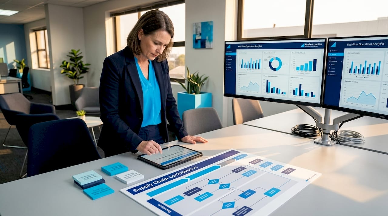 Manager automating workflow in open plan office