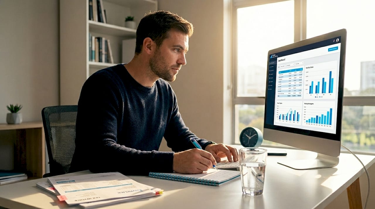 Accountant tracking SME finances monthly