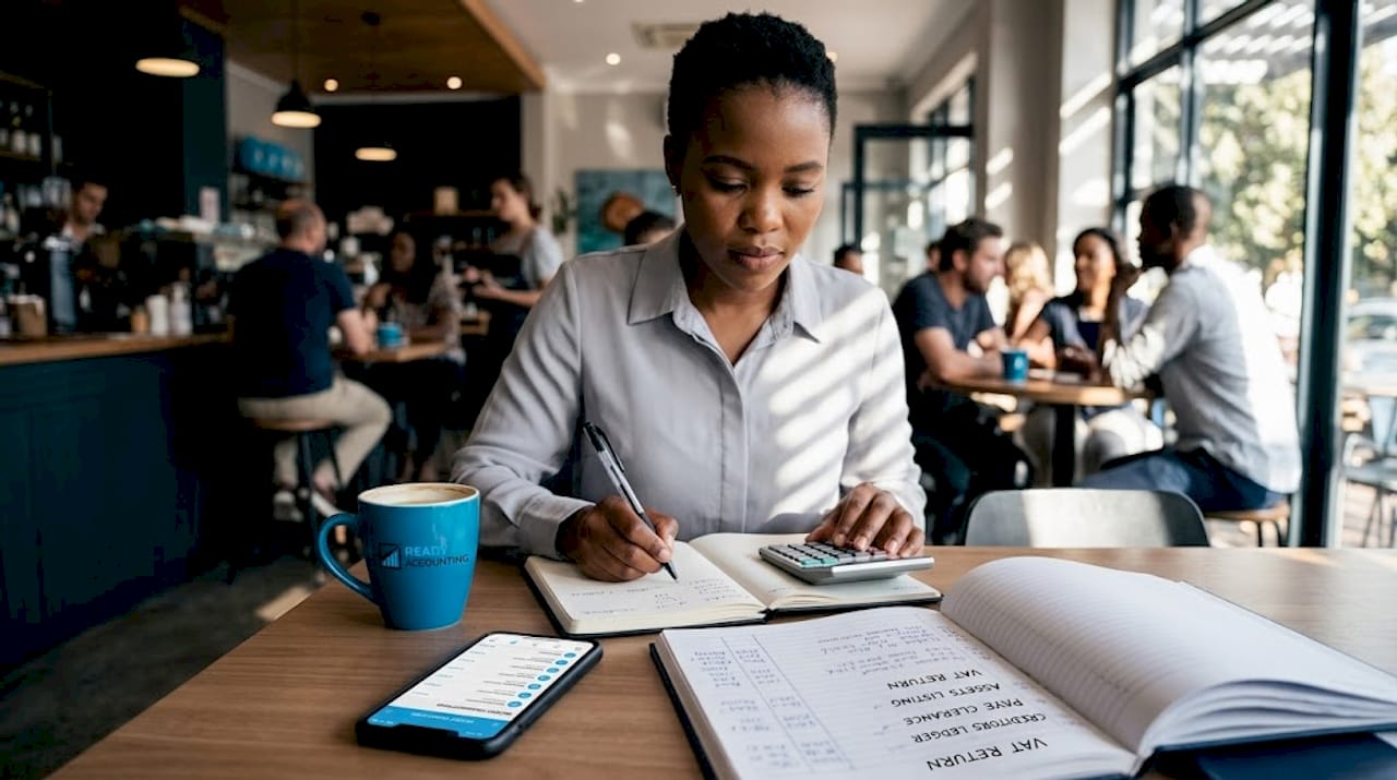 Accountant calculating assets and liabilities