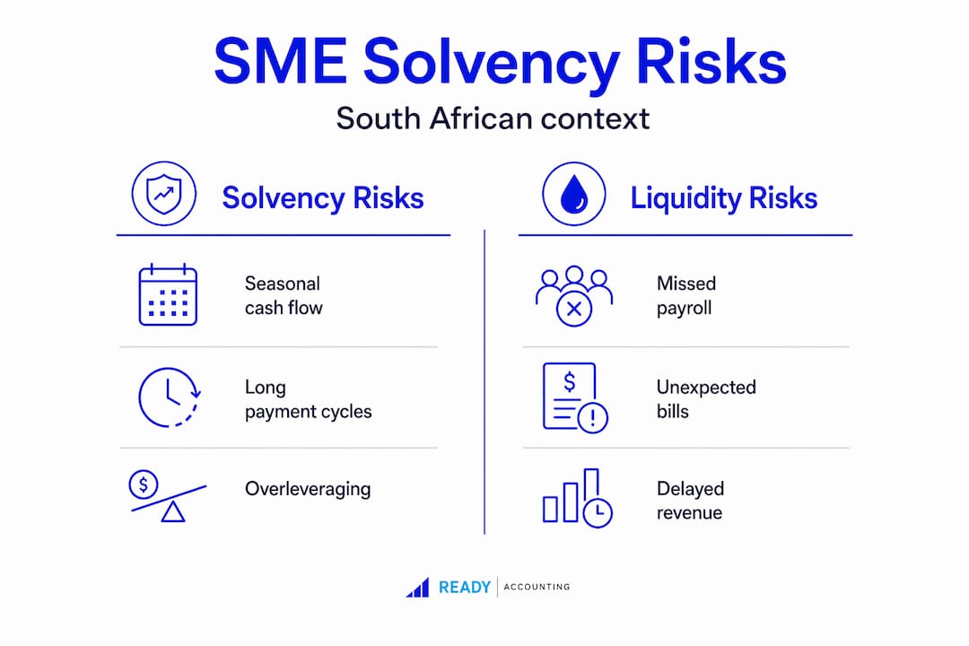 Infographic comparing SME solvency and liquidity risks