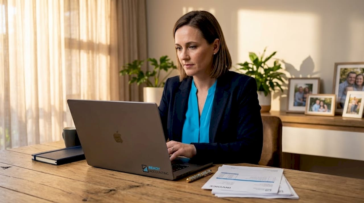 Accountant working on cloud accounting in home office