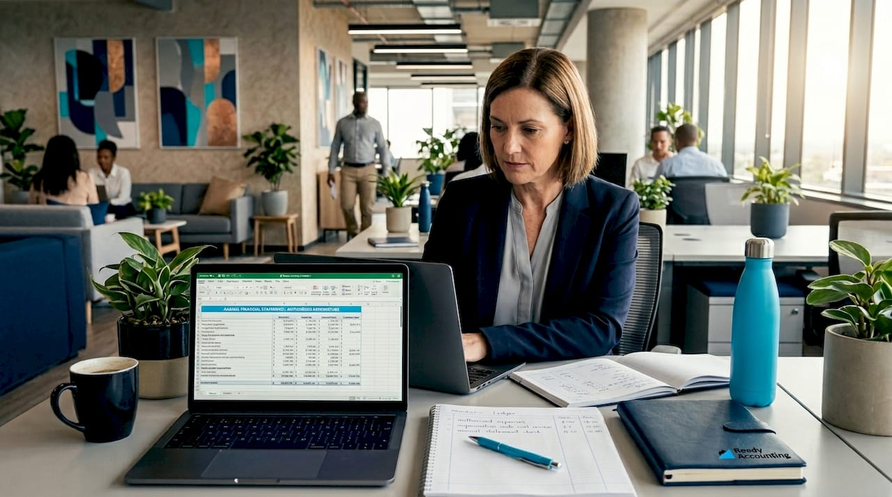 Finance manager preparing annual statements