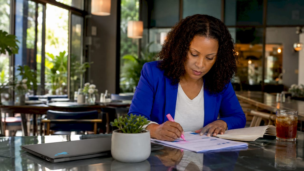 South African fractional CFO reviewing financial reports