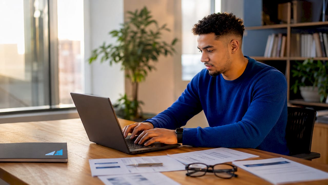 Hands updating SARS eFiling profile on laptop