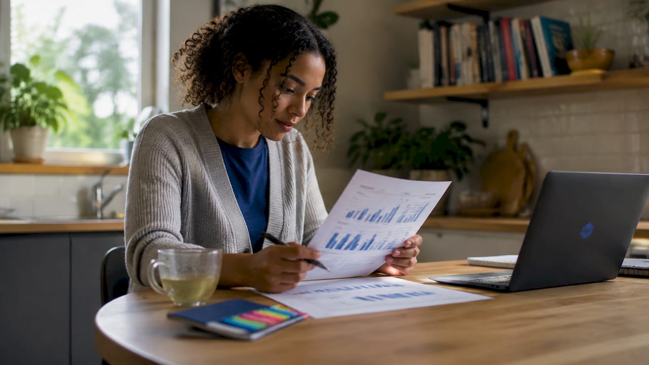 Female business owner reviewing financial plans