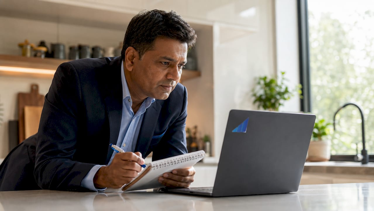 Businessman video calling potential mentor
