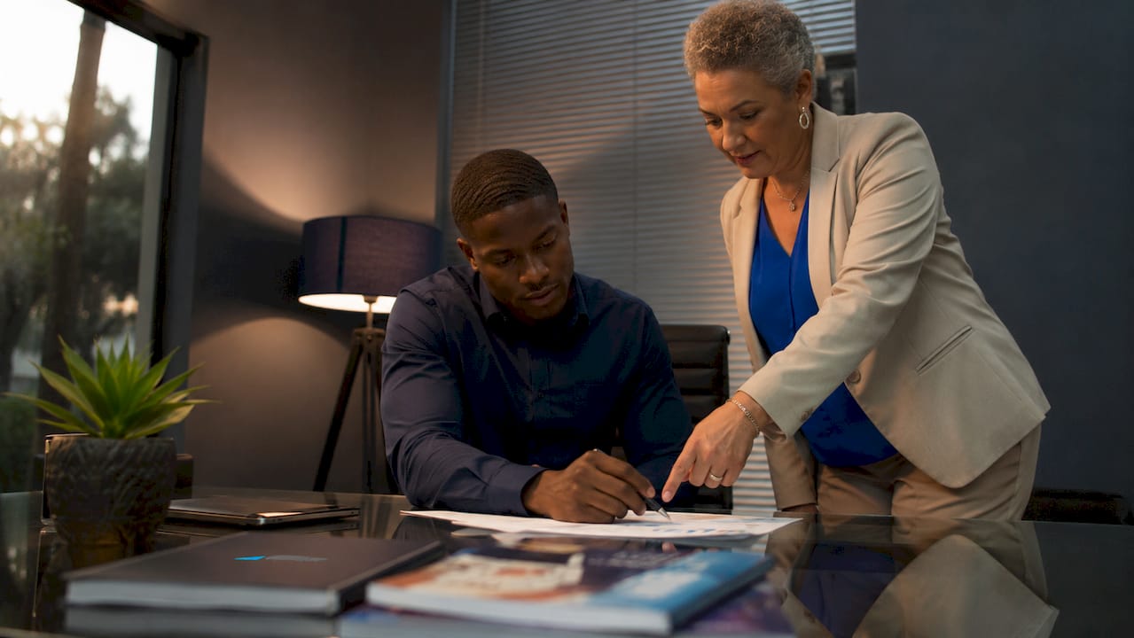 Mentor coaching employee on career development