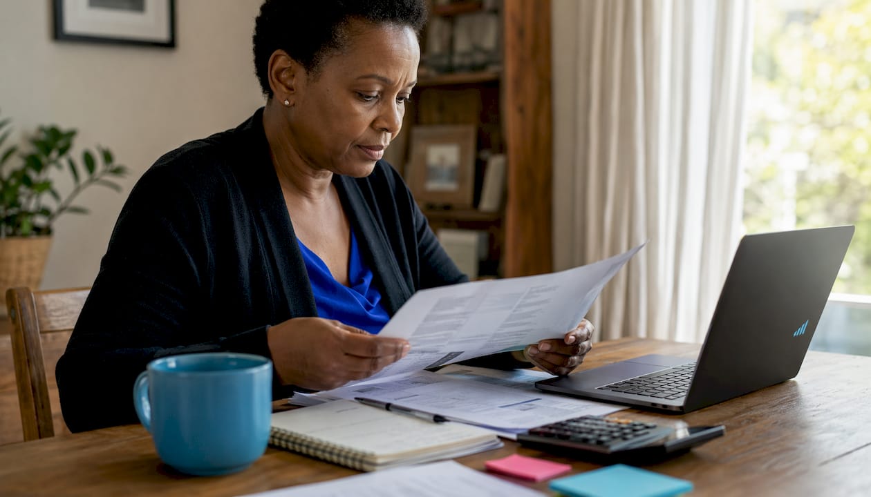South African SME owner reviewing tax documents