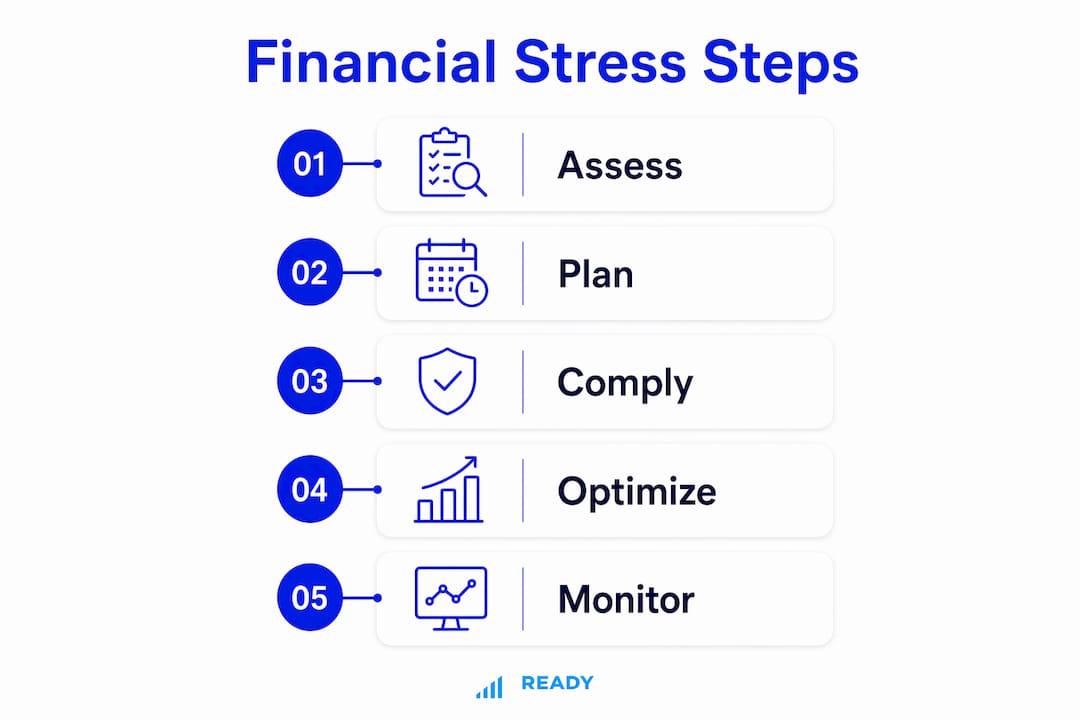 Infographic showing five key financial stress steps