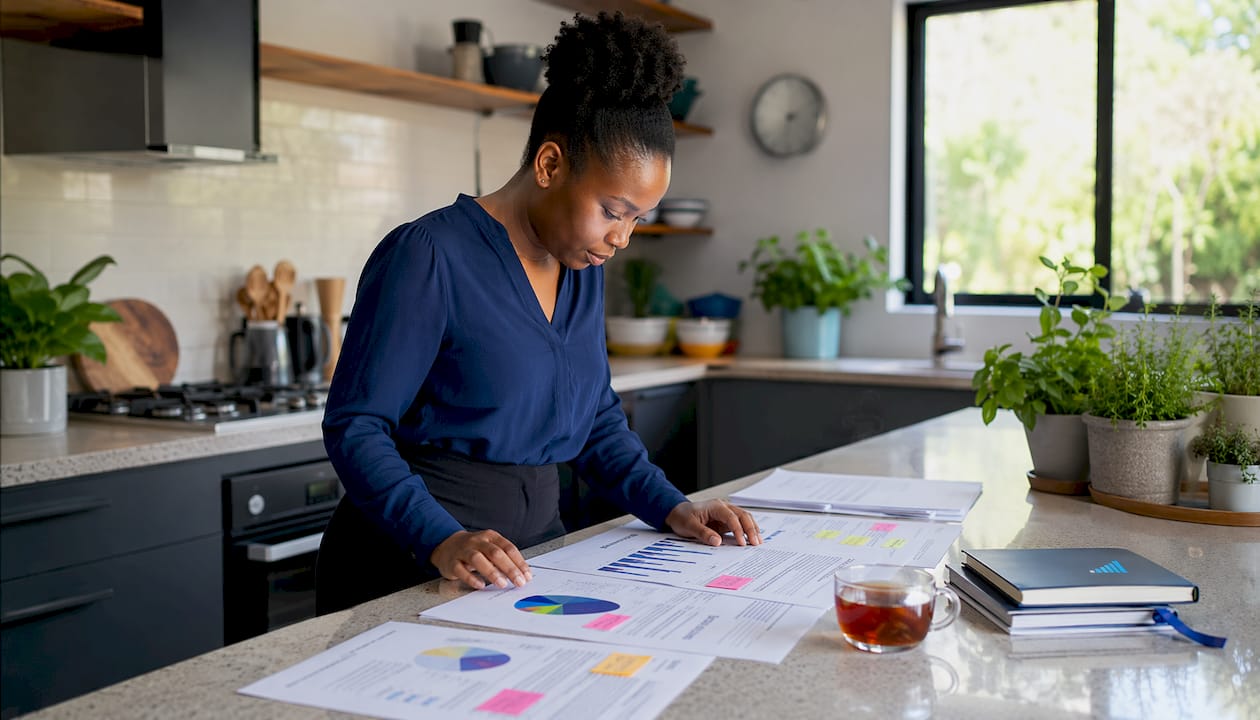 South African SME owner reviewing market research reports