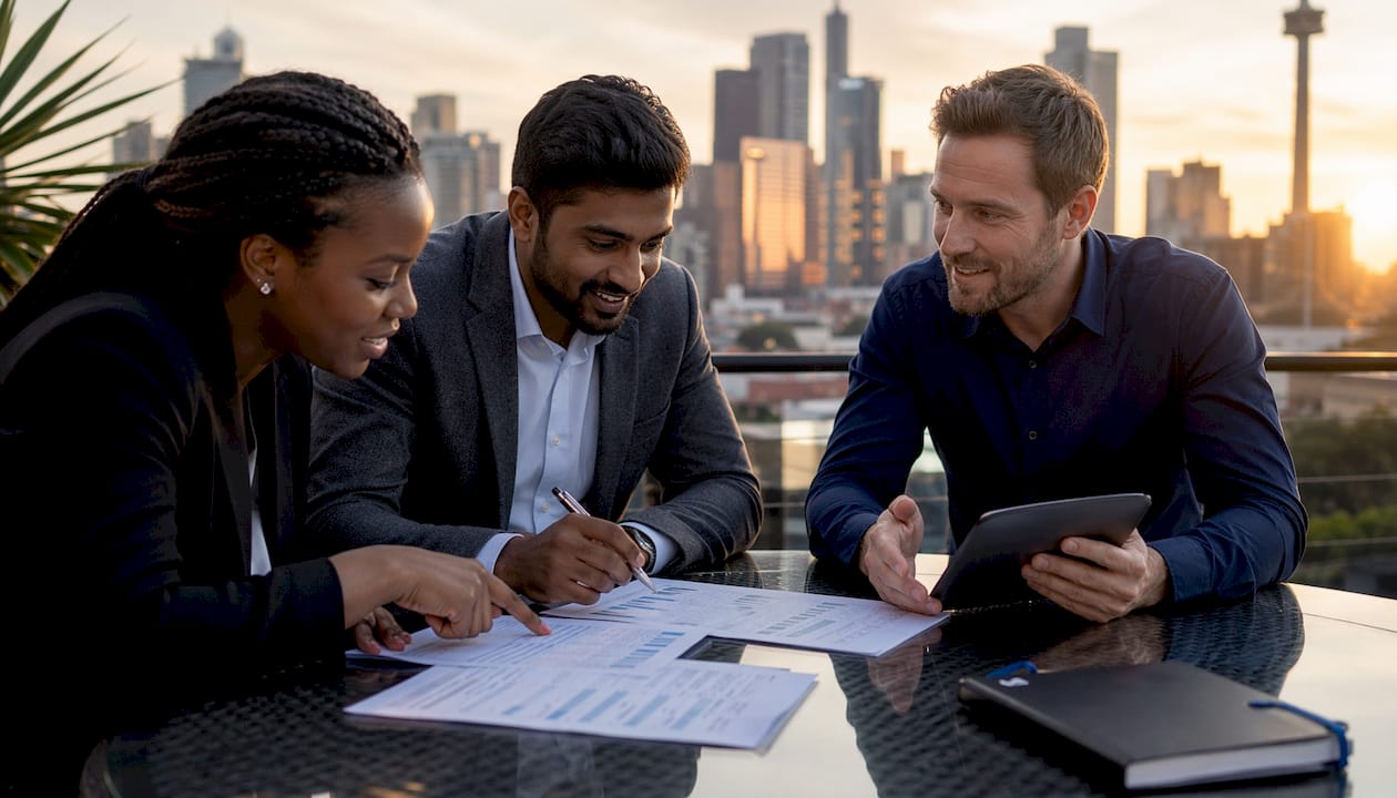 Accounting team discussing ledger reconciliations