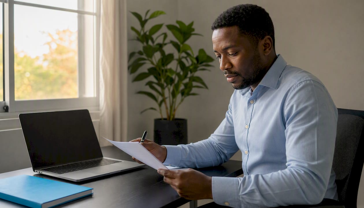Accountant signing company tax document