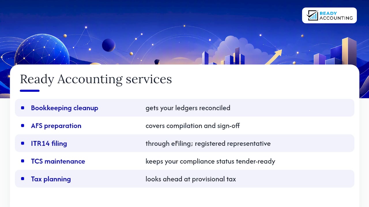 How Ready Accounting can help you file your limited company tax return — overview diagram