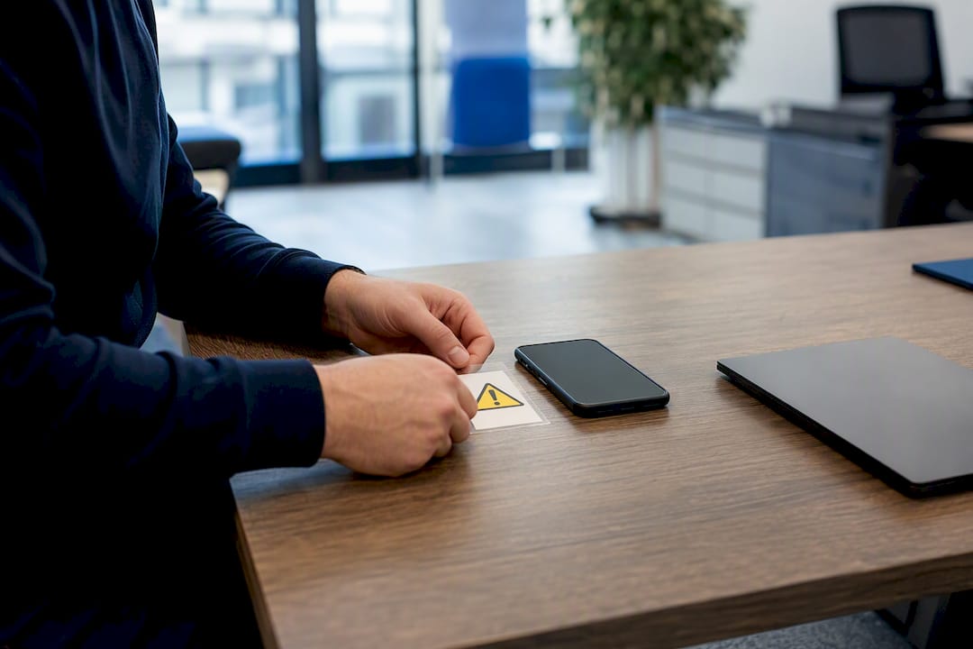 Hands placing security awareness training card