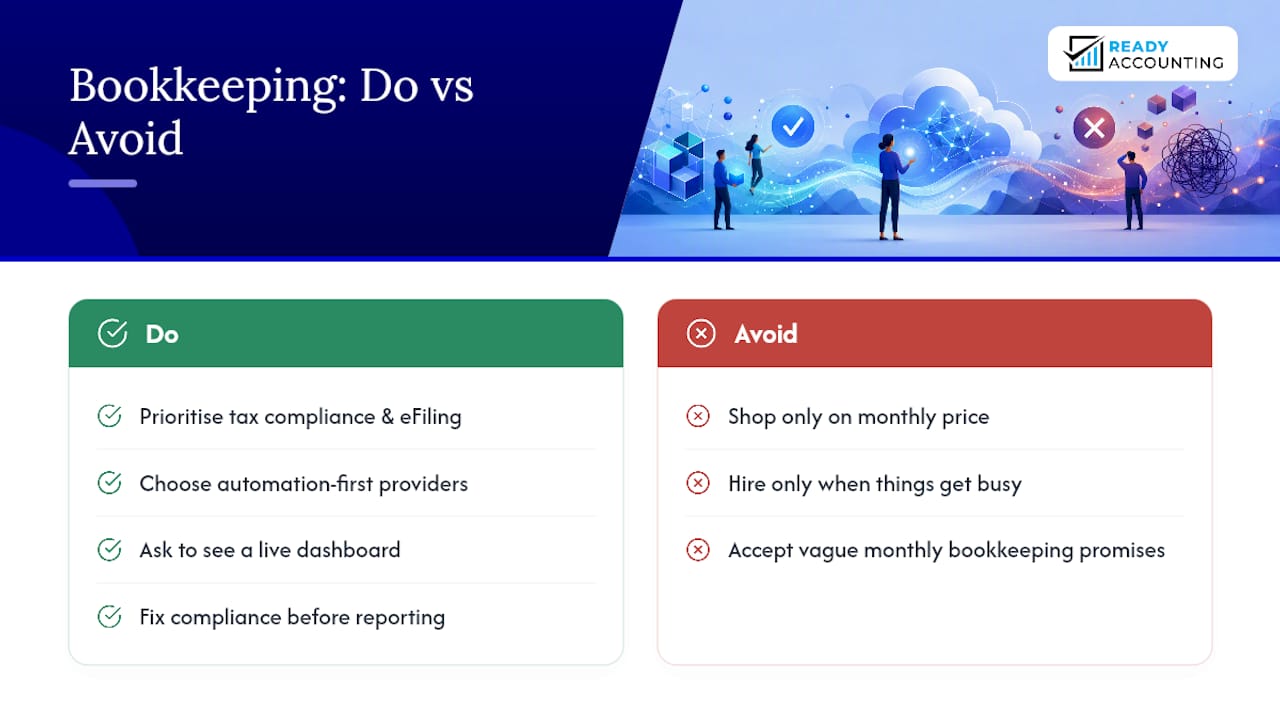 Why most founders get bookkeeping advice backwards — overview diagram