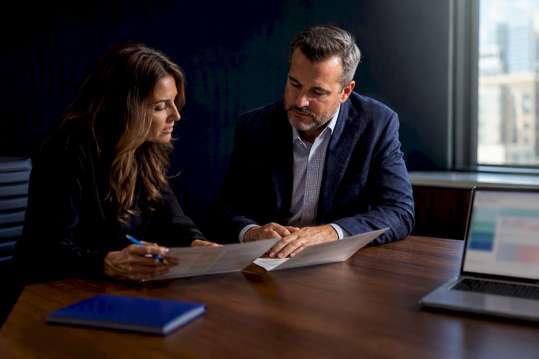 Business owners comparing accounting proposals
