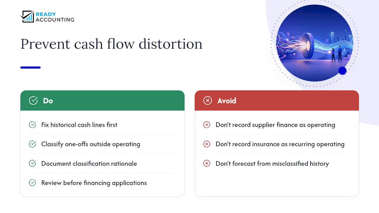 Why cash flow errors distort financial analysis and decisions — overview diagram